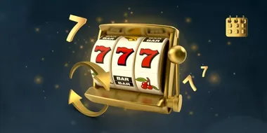 Goldener Slotautomat mit 777 und Pfeil für den Montags-Reload