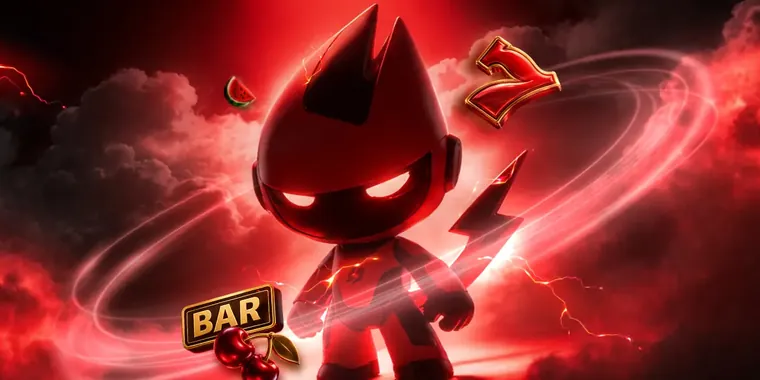 Roter Teufel von Betbay mit Blitzen, BAR-Symbol und Kirschen